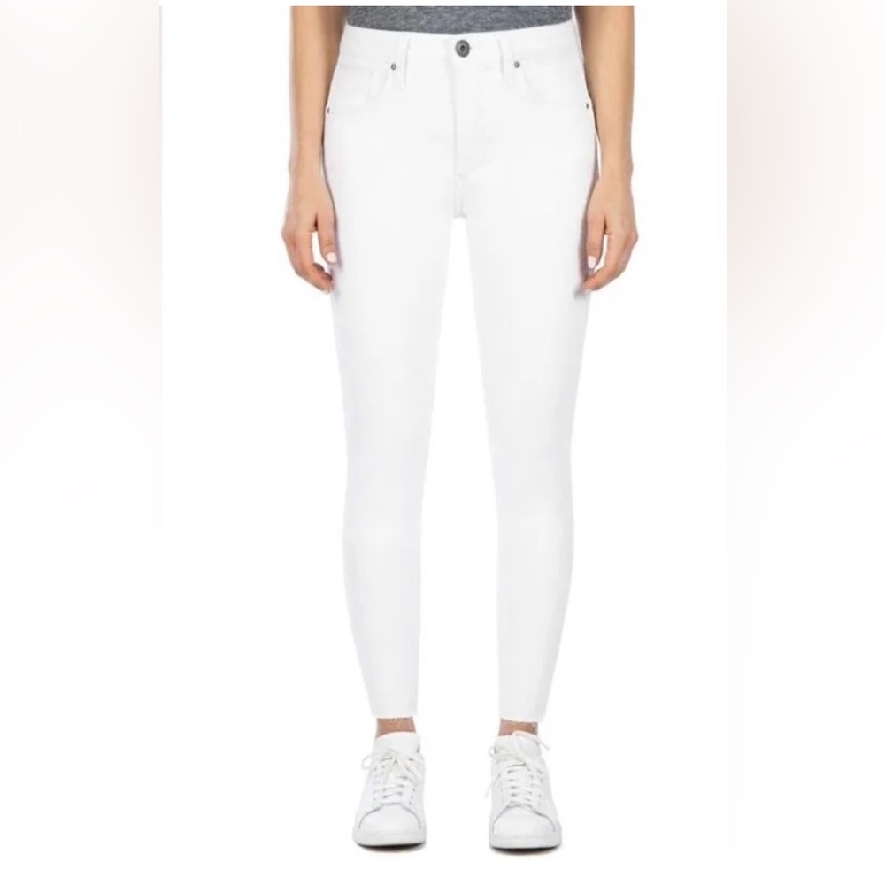 Whetherly Cooper High-Rise Raw Hem Ankle Skinny White Jeans Size 26